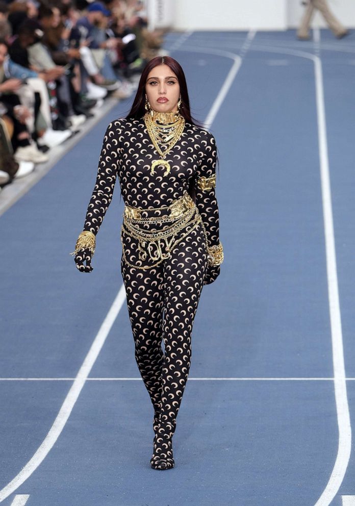 PHOTO: Lourdes Leon walks the runway during the Marine Serre Menswear Spring Summer 2023 show as part of Paris Fashion Week on June 25, 2022, in Paris.