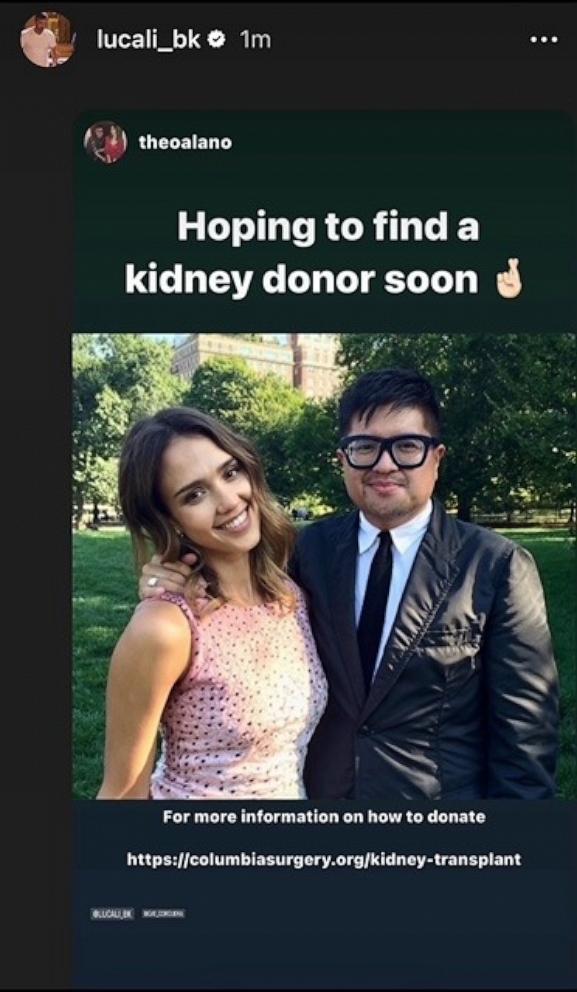 PHOTO: An Instagram story post from Mark Iacono on the Lucali account with a photo of Theo Alano and Jessica Alba.