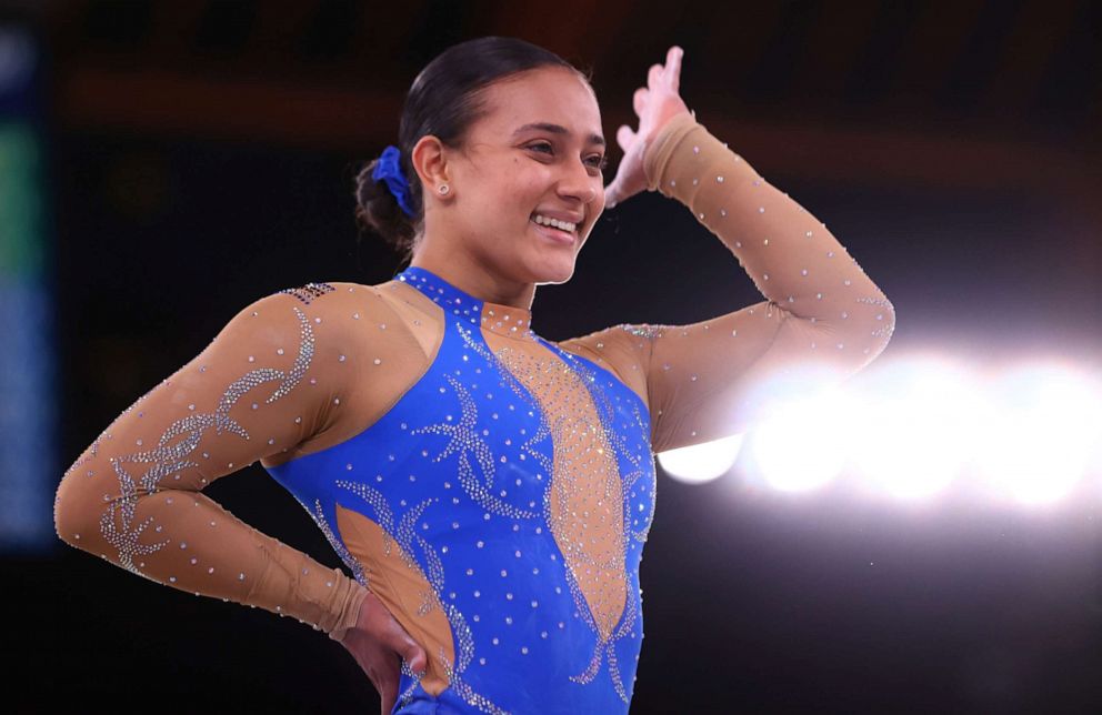 PHOTO: Luciana Alvarado of Costa Rica in action during floor exercise at the Ariake Gymnastics Center in Tokyo, July 25, 2021, at the Tokyo 2020 Olympics.