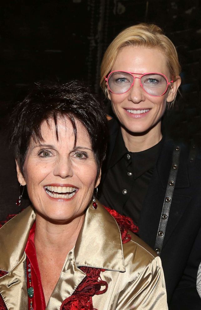 PHOTO: Lucie Arnaz and Cate Blanchett pose backstage at the hit musical "Hamilton" on Broadway at The Richard Rogers Theater on October 4, 2015, in New York.