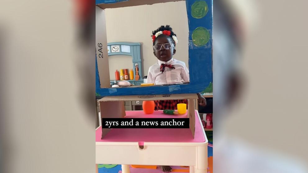 PHOTO: Lucienne Doho-Owusu shared a video clip on Instagram of her daughter Thessa, then 2 at the time, pretending to be a news anchor.
