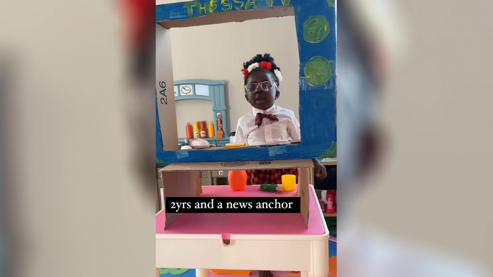 PHOTO: Lucienne Doho-Owusu shared a video clip on Instagram of her daughter Thessa, then 2 at the time, pretending to be a news anchor.