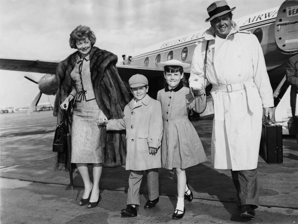 PHOTO: Lucille Ball and her husband Desi Arnaz arrive at London Airport with their children Lucie and Desi Jr., June 10, 1959.