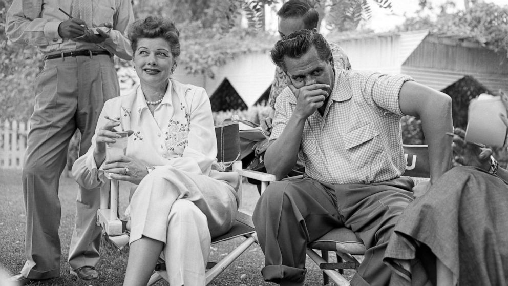 PHOTO: Lucille Ball and Desi Arnaz on set.