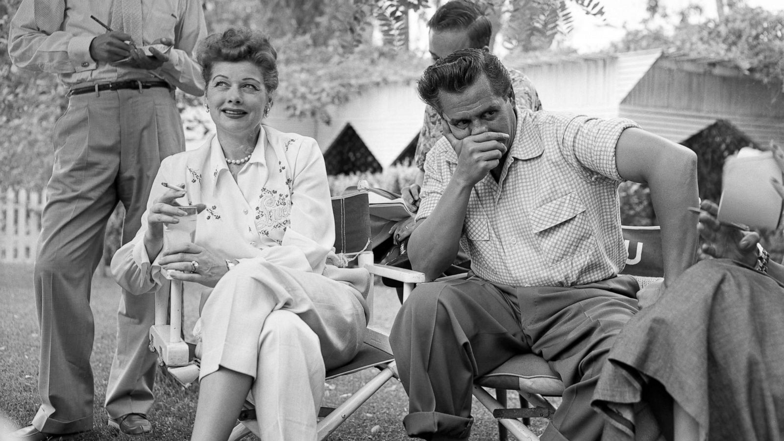 PHOTO: Lucille Ball and Desi Arnaz on set.