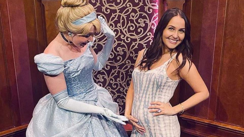 PHOTO: Grey's Anatomy Star Camilla Luddington posted a photo with Cinderella to announce her pregnancy on Instagram.