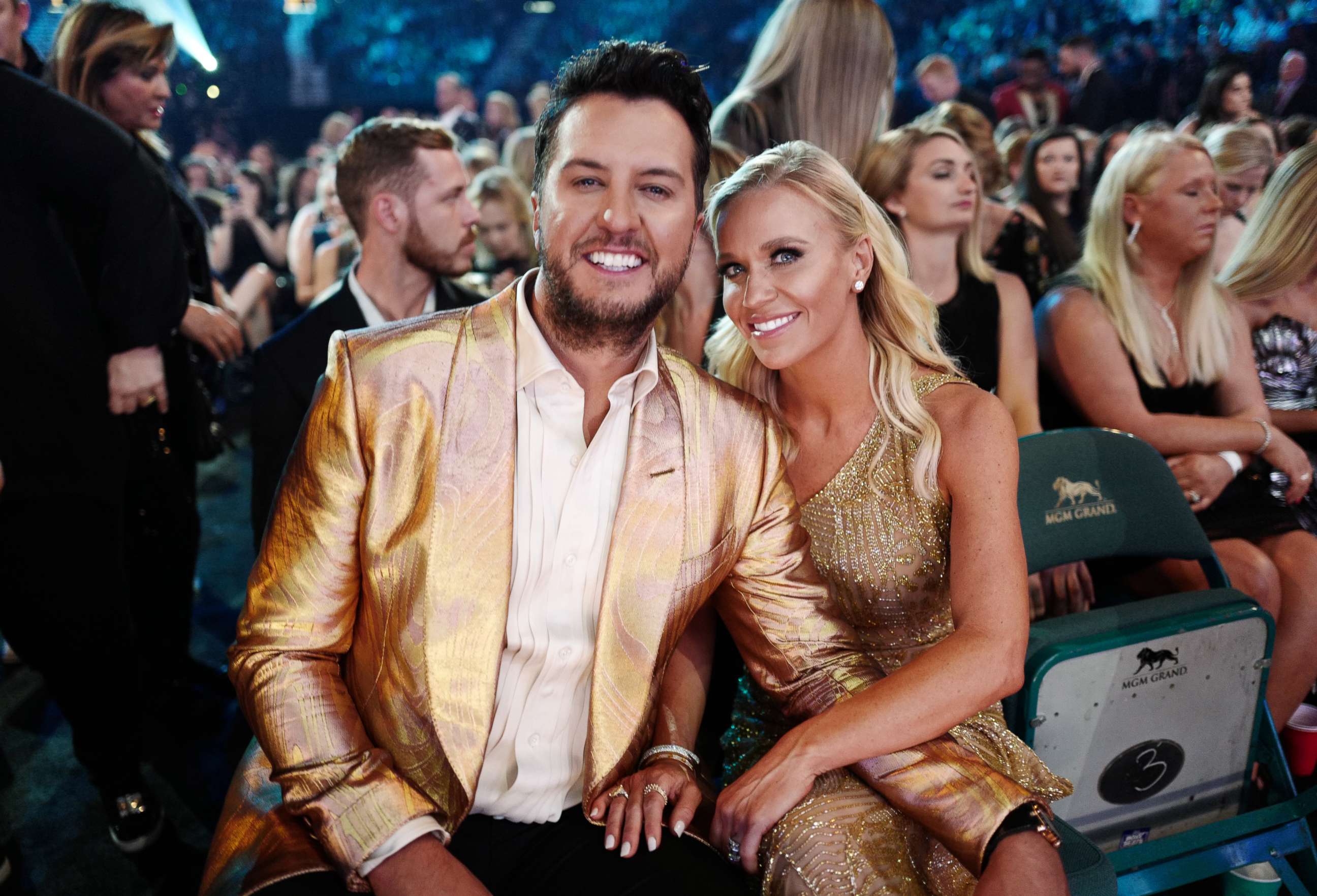 PHOTO: Luke Bryan and Caroline Boyer attend the 54th Academy Of Country Music Awards at MGM Grand Garden Arena on April 07, 2019, in Las Vegas.