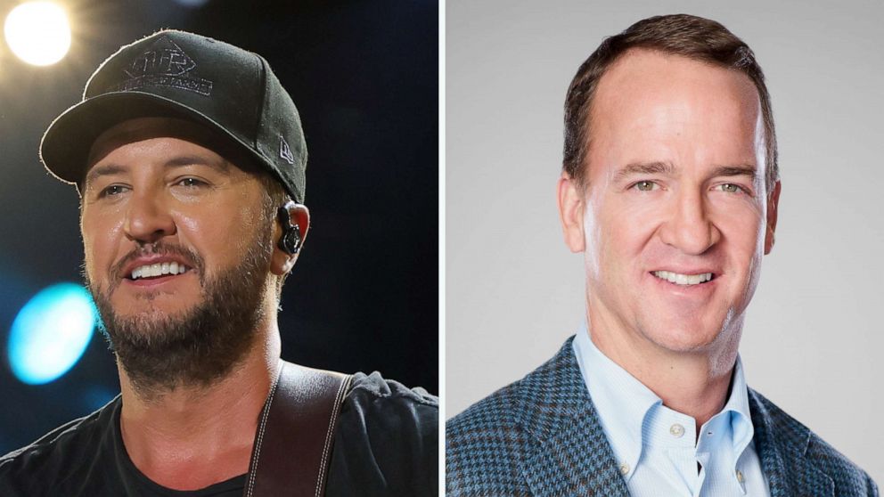 PHOTO: Luke Bryan and Peyton Manning are pictured in a composite file image.