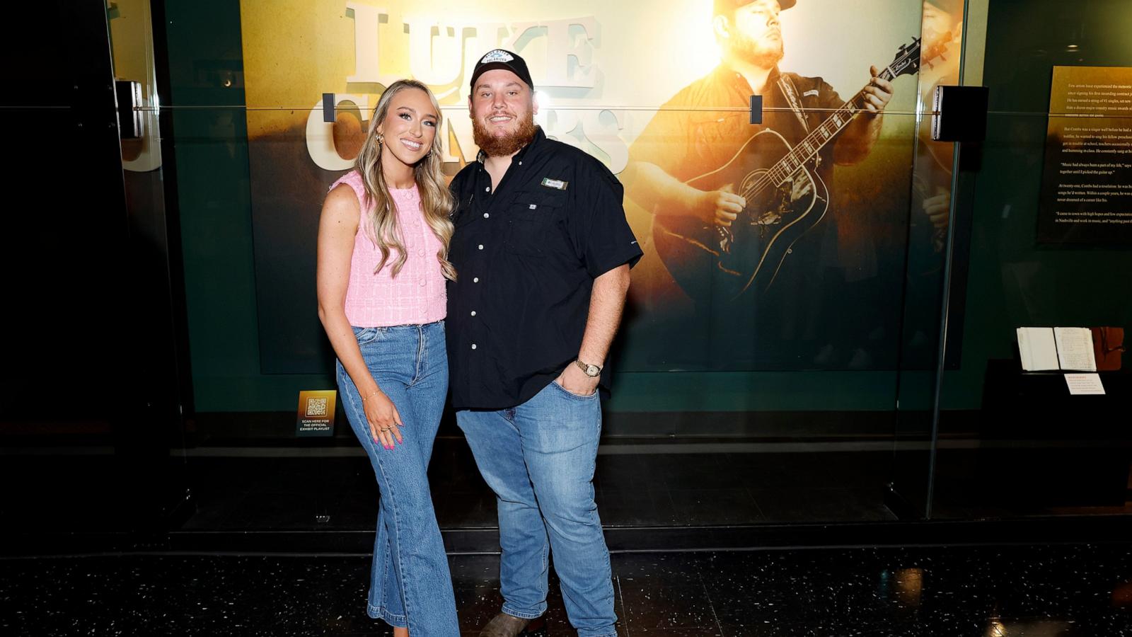 PHOTO: Nicole Combs and Luke Combs attend the new exhibit Luke Combs: The Man I Am at Country Music Hall of Fame and Museum, on July 10, 2024, in Nashville, Tenn.