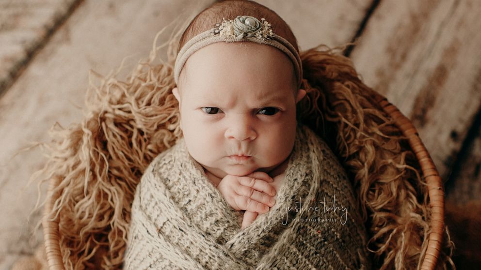 PHOTO: Luna, a 2-week-old newborn, poses for her newborn photo shoot on Dec. 2, 2019.