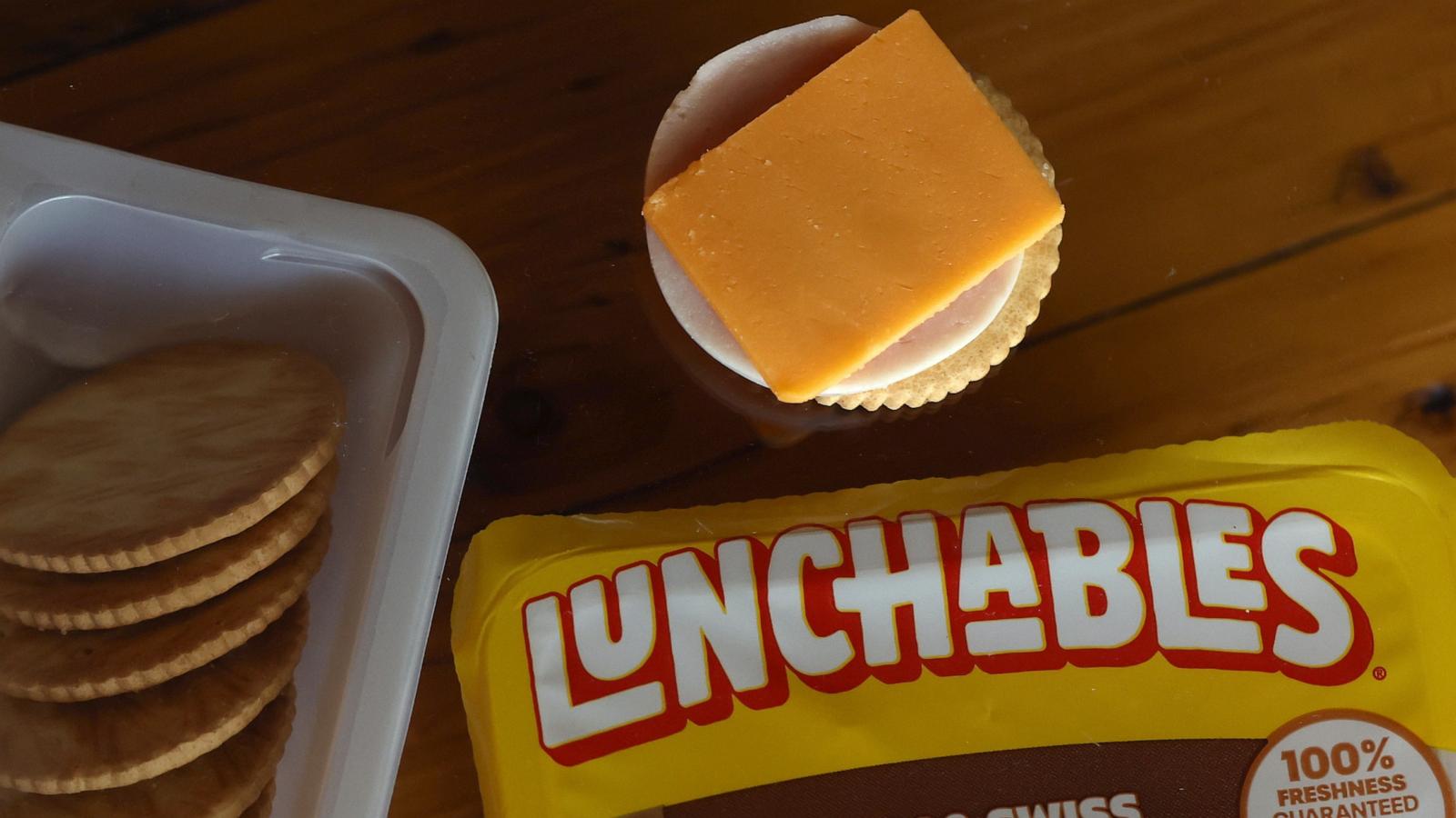 PHOTO: A pack of Lunchables is displayed April 10, 2024 in San Anselmo, Calif.