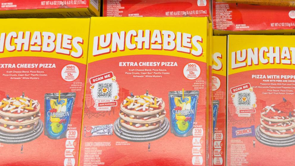 PHOTO: Kraft Heinz-owned Lunchables products are displayed for sale in a grocery store in Encinitas, Calif., Nov. 2, 2024. 