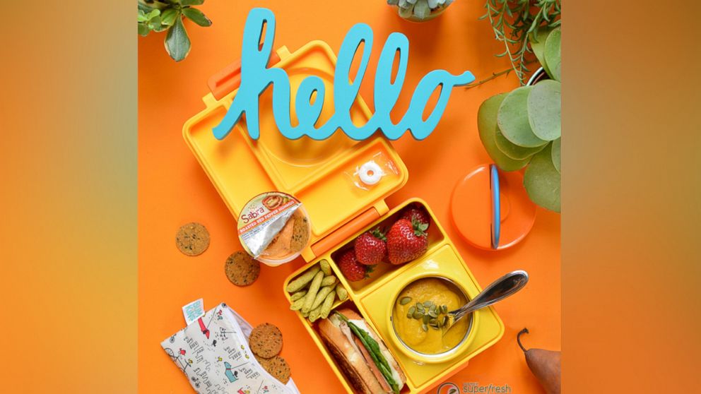 Foodie mama and lunchbox guru Kelly Pfeiffer assembles three-or-so lunches per week, which are themed by letters of the alphabet and shared on her Instagram page, noshandnourish. This lunch seen here is inspired by the letter S.