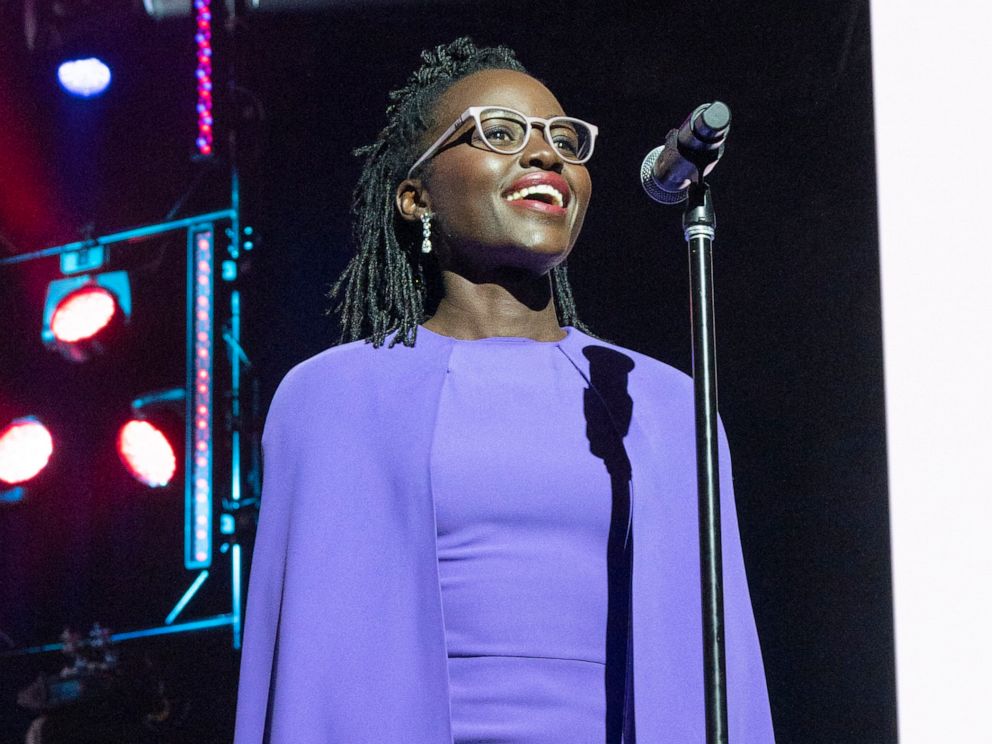 PHOTO: Lupita Nyong'o speaks on stage during Lancome Write Her Future Scholarship Winners Ceremony at NAACP's ACT-SO Awards at Atlantic City Convention Center, on July 17, 2022, in Atlantic City, N.J.