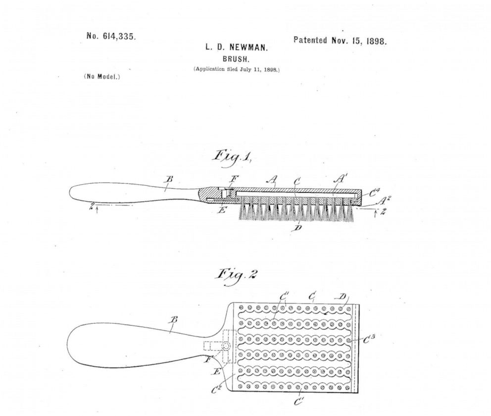 PHOTO: Lyda D. Newman's hairbrush was patented Nov. 15, 1898.