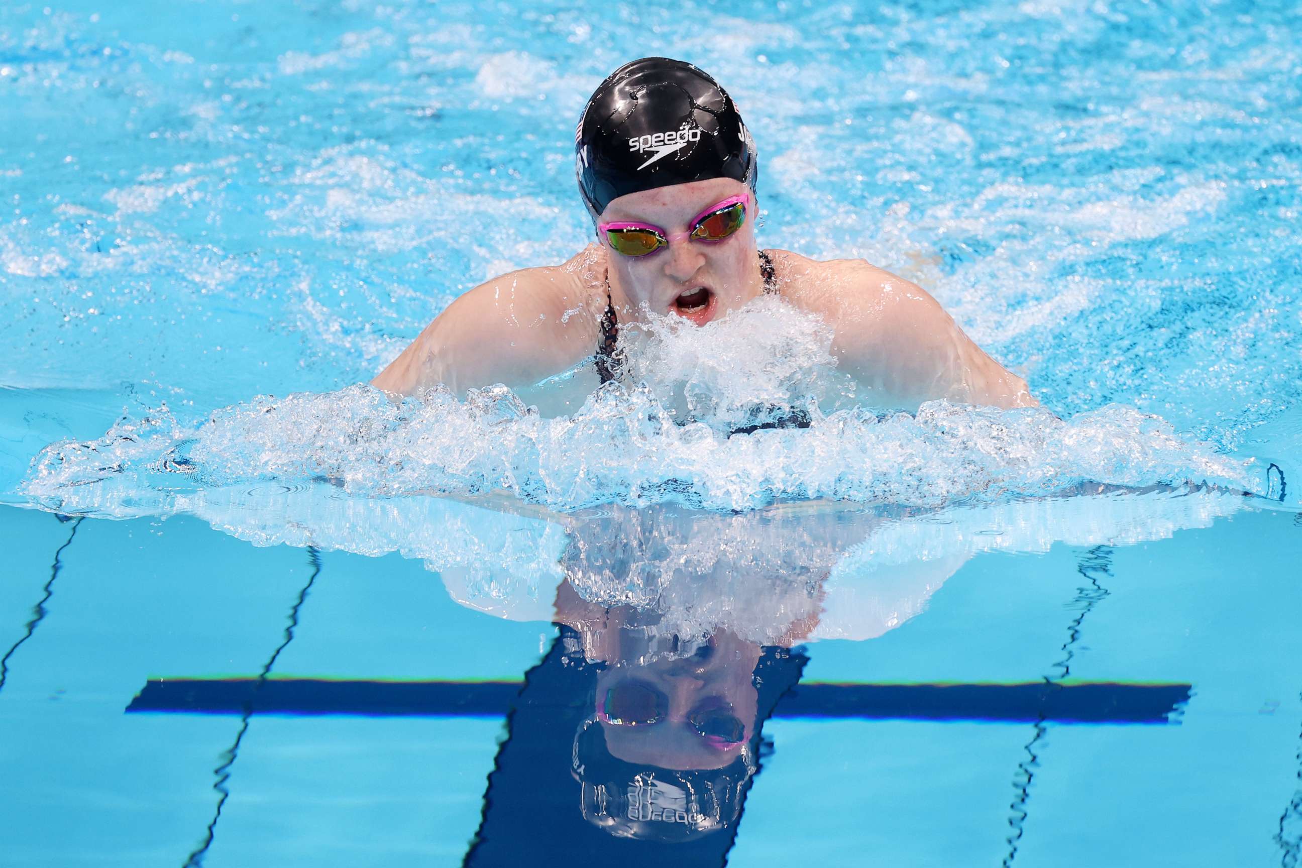 PHOTO: Lydia Jacoby of Team United States competes in the Women's 100m Breaststroke Final on day four of the Tokyo 2020 Olympic Games at Tokyo Aquatics Centre on July 27, 2021, in Tokyo.