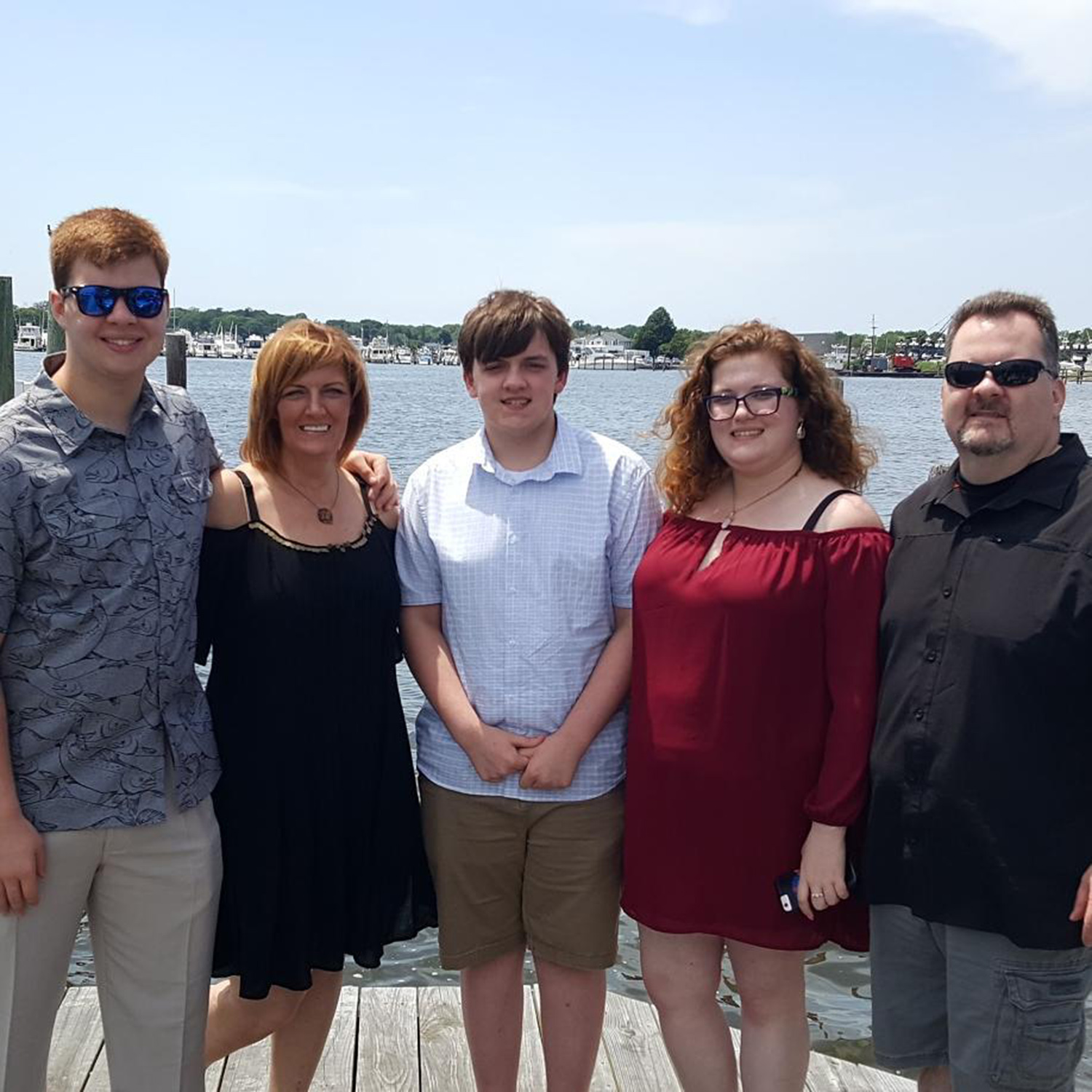PHOTO: Brian Brandow, right, and his wife Lynn, second left, pose for a photo with their children Evan, Sean and Claire on the South Shore of Long Island in 2017.