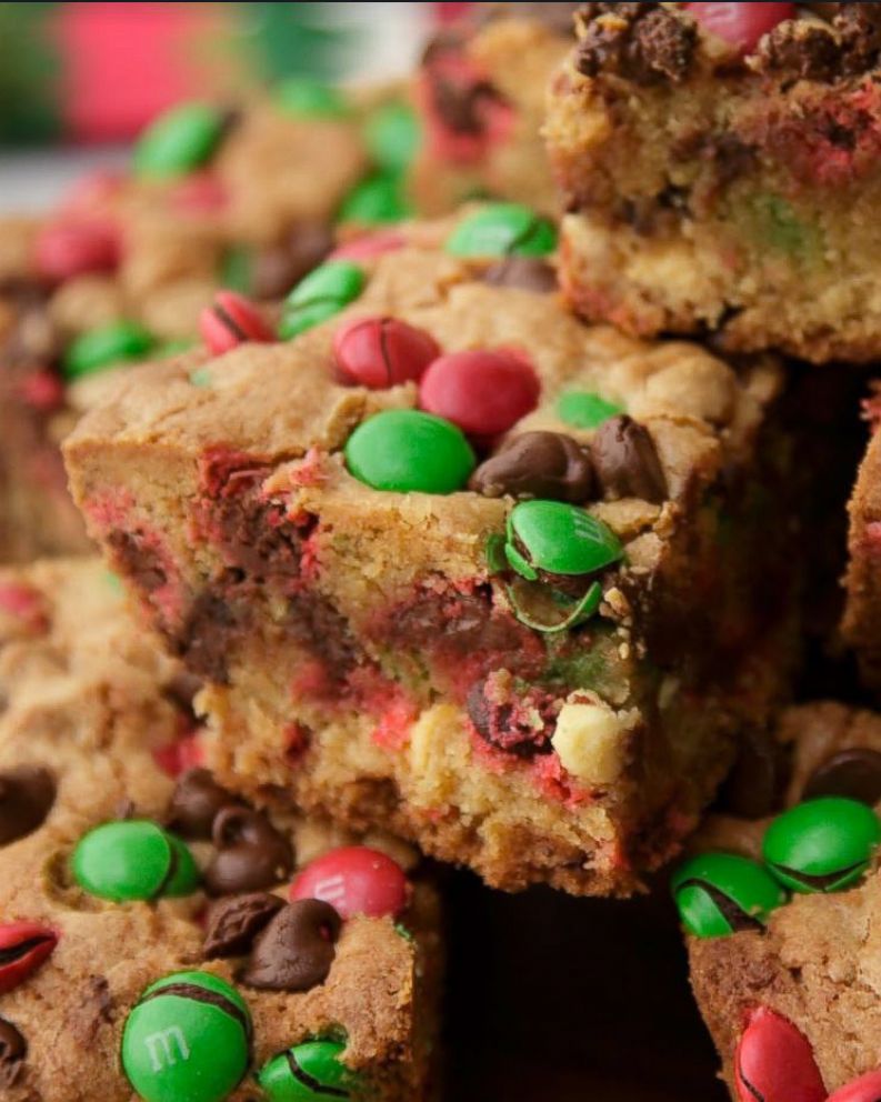 PHOTO: Pinterest's most-pinned cookie of all-time, M&M Christmas Cookie bars, are photographed here.