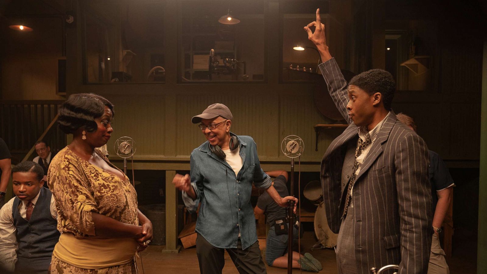 PHOTO: Viola Davis, George C. Wolfe and Chadwick Boseman in a production scene from "Ma Rainey's Black Bottom."