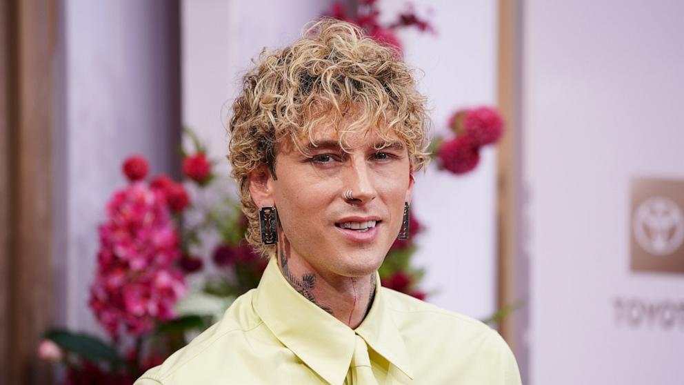 PHOTO: Machine Gun Kelly arrives at the BET Awards, June 9, 2025, at the Peacock Theater in Los Angeles.
