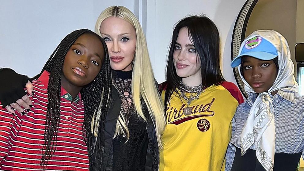 PHOTO: Madonna shared a photo on Instagram of herself and her twins Stella and Estere posing with Billie Eilish backstage at a concert in New York City.