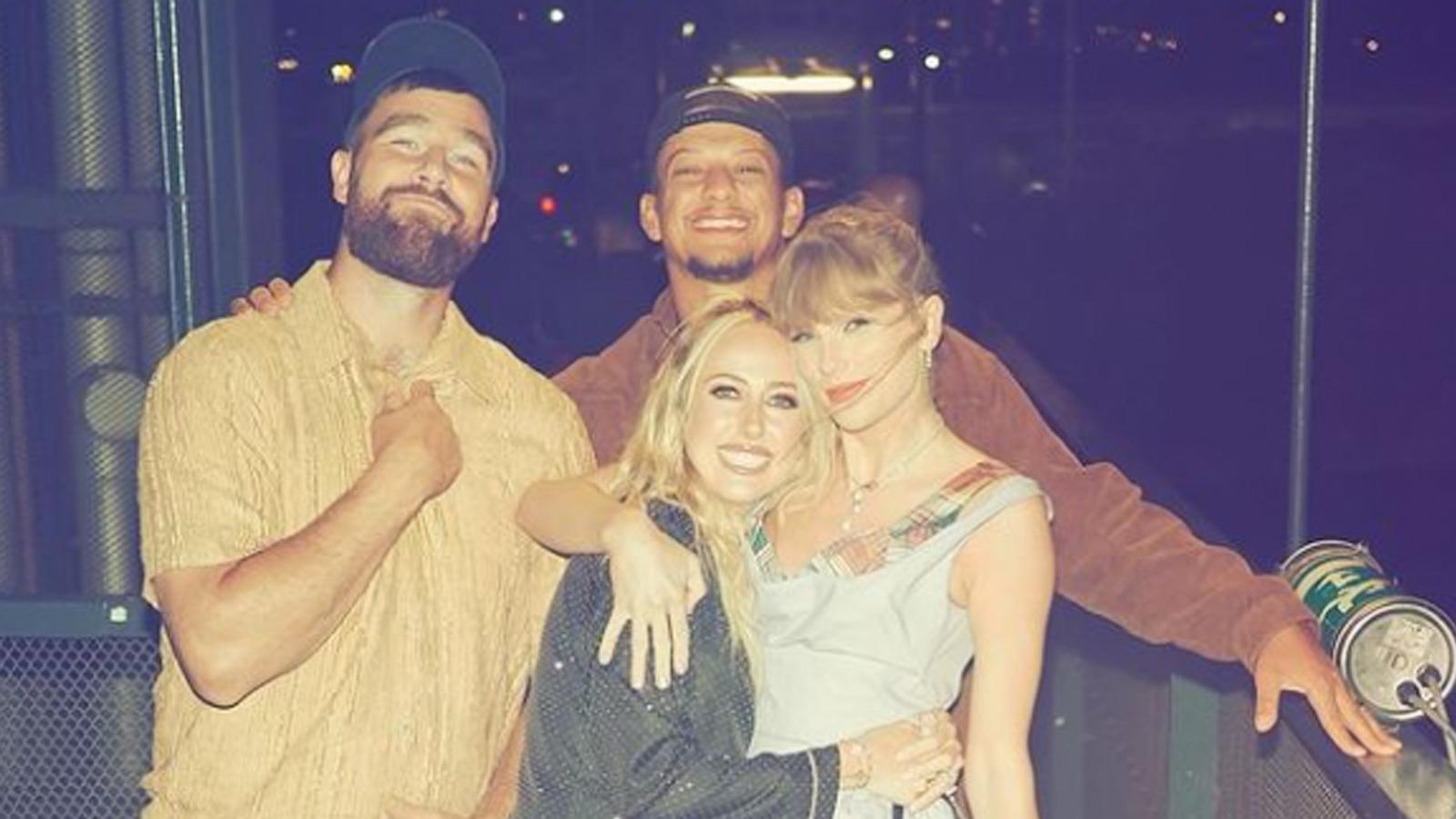 PHOTO: Brittany Mahomes appears in this photo with Travis Kelce, Taylor Swift and Patrick Mahomes, which she shared on Instagram.