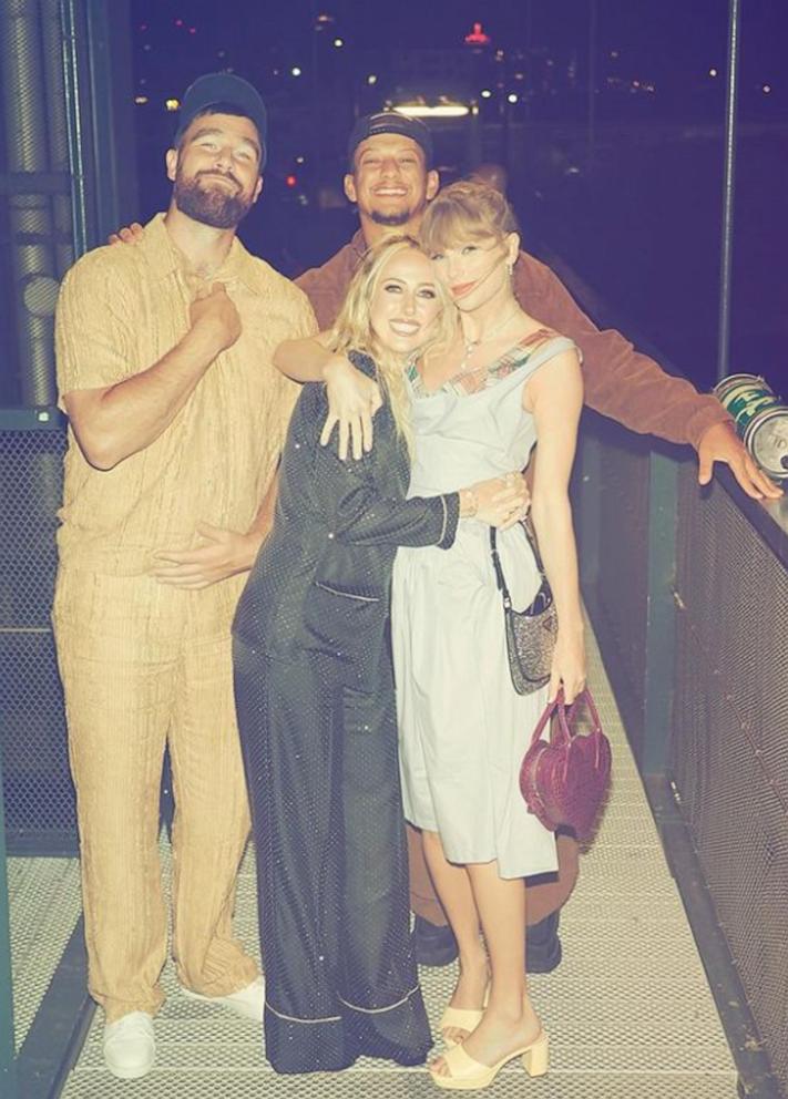 PHOTO: Brittany Mahomes appears in this photo with Travis Kelce, Taylor Swift and Patrick Mahomes, which she shared on Instagram.