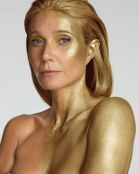 Gwyneth Paltrow poses nude in gold body paint for 50th birthday image photo pic