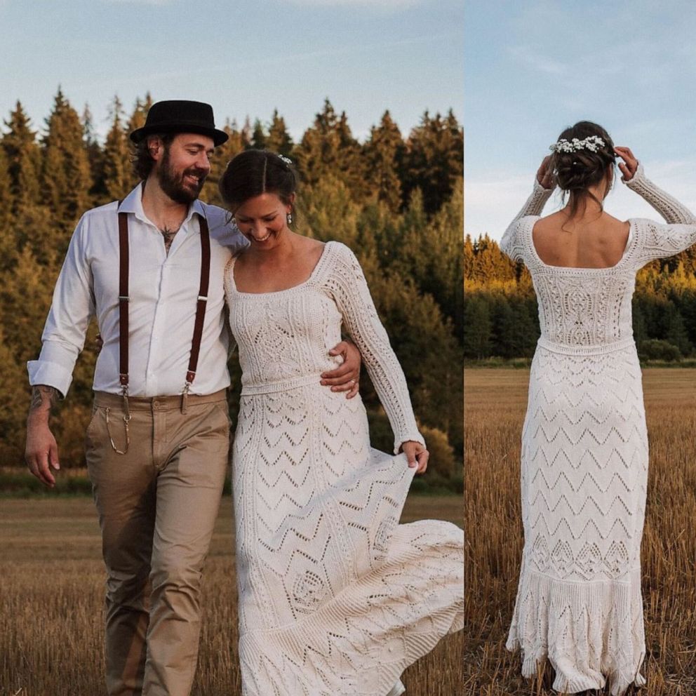 VIDEO: Bride knits her entire wedding dress in 45 days