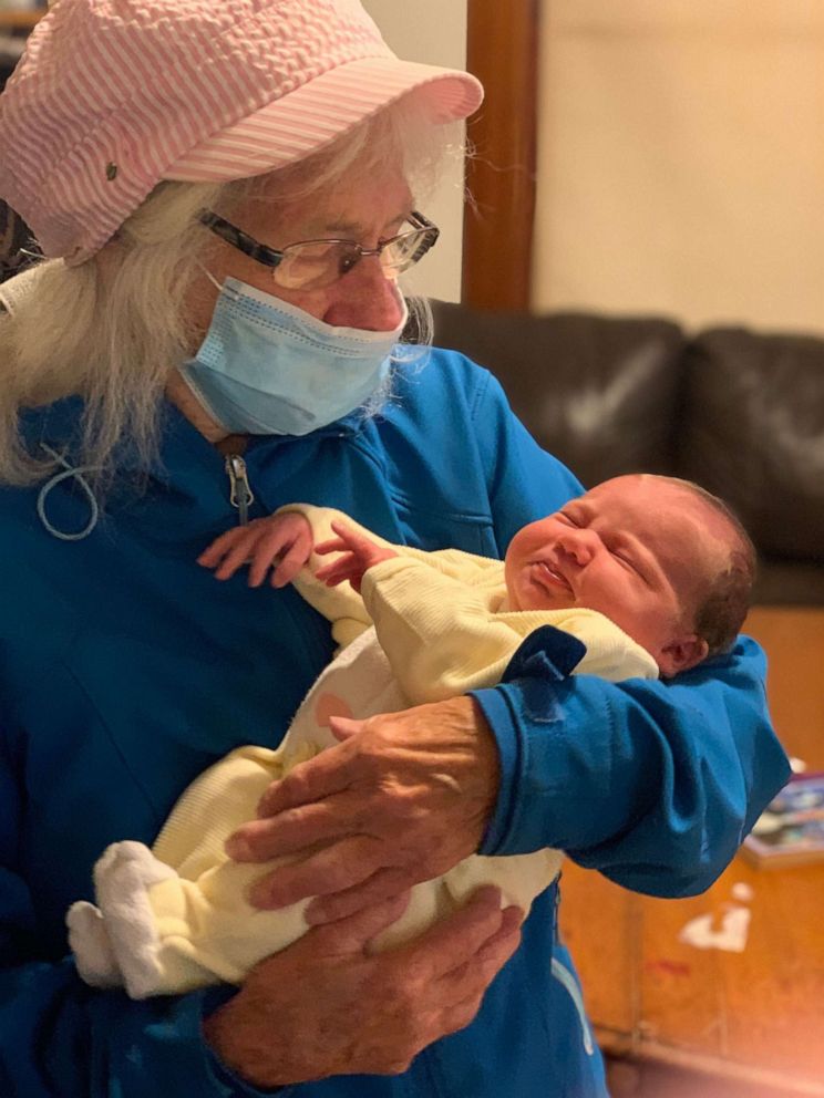 PHOTO: Erin Fernald Gray and Aaron Gray welcomed a daughter named Azalea Belle Gray, at their home in Islesford, Maine, in September. Here, Azala is photographed with her great-grandmother, Anna Fernald.