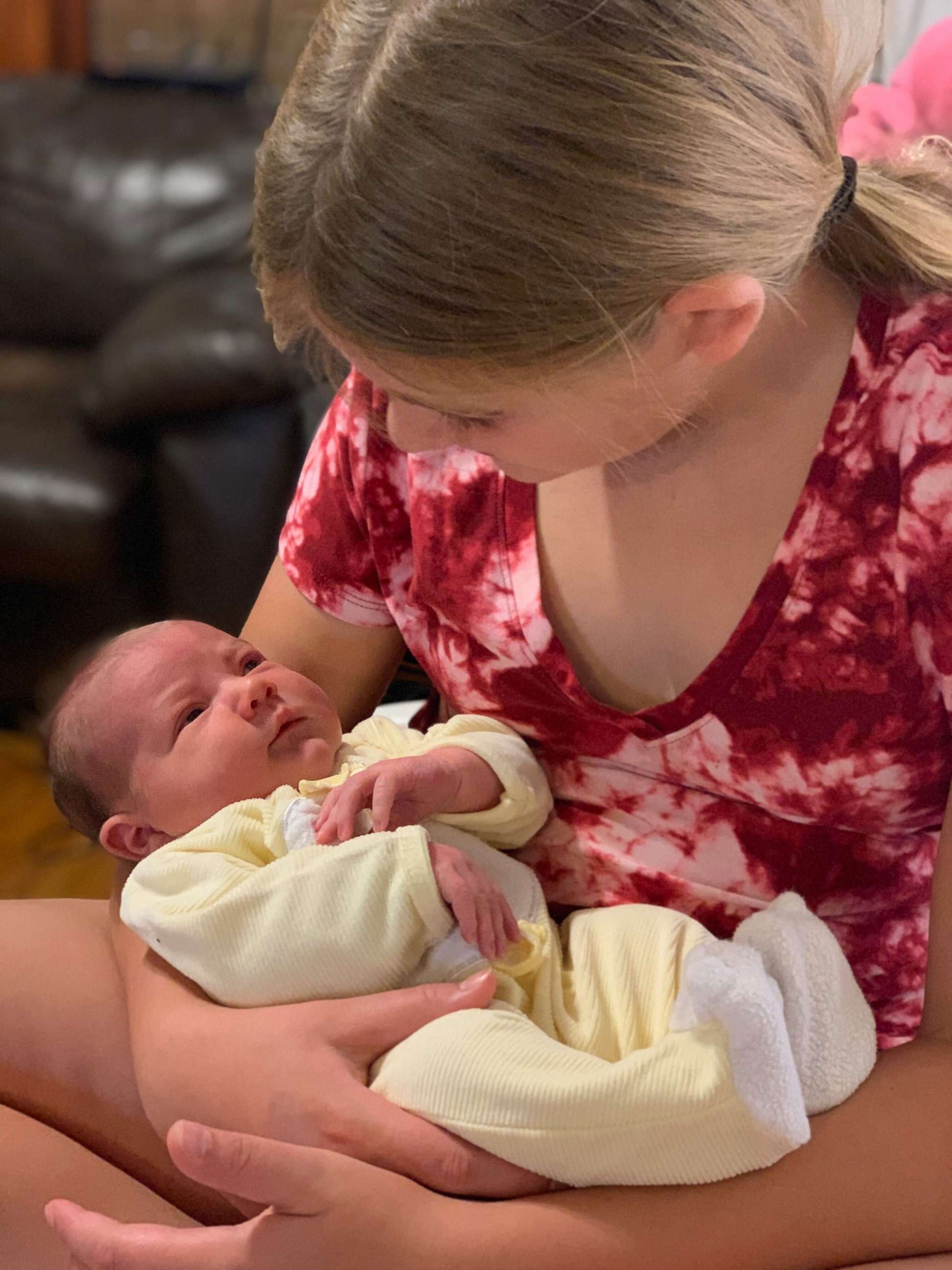 PHOTO: Erin Fernald Gray and Aaron Gray recently welcomed a daughter named Azalea Belle Gray, at their home in Islesford, Maine. Here, Azalea is pictured with her big sister, Phoebe. 
