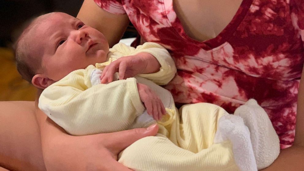 PHOTO: Erin Fernald Gray and Aaron Gray recently welcomed a daughter named Azalea Belle Gray, at their home in Islesford, Maine. Here, Azalea is pictured with her big sister, Phoebe. 