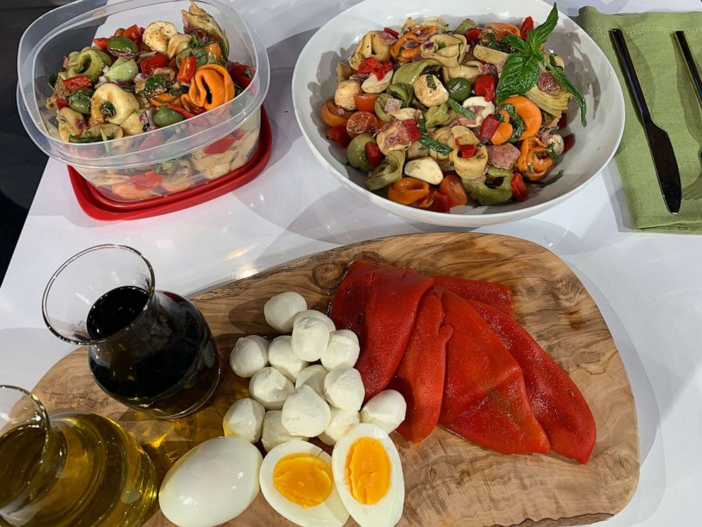 PHOTO: Ingredients for leftover tortellini pasta salad.