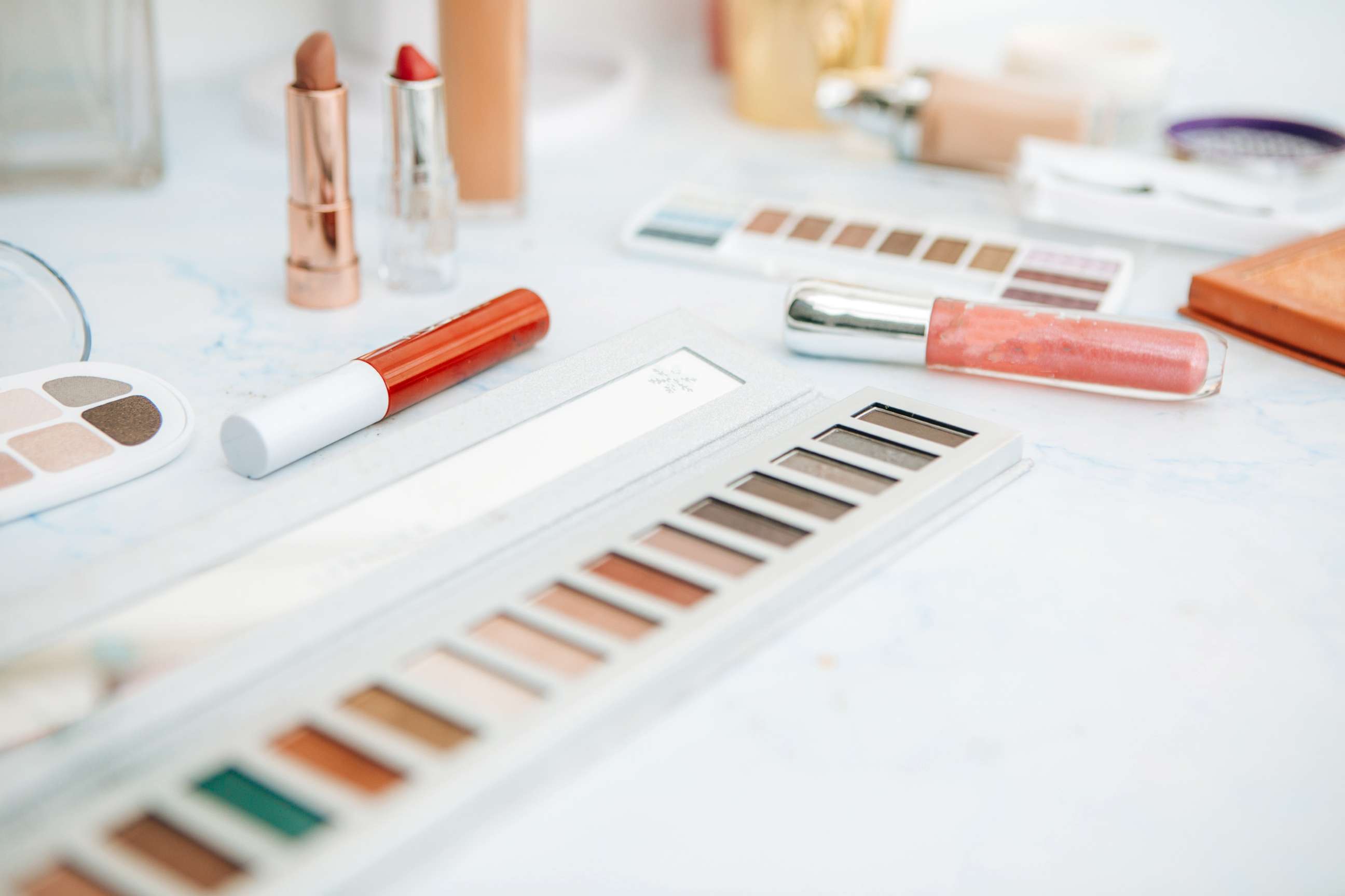 PHOTO: Beauty and makeup items lay on a counter in an undated stock image.