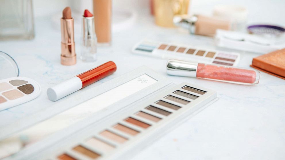 PHOTO: Beauty and makeup items lay on a counter in an undated stock image.