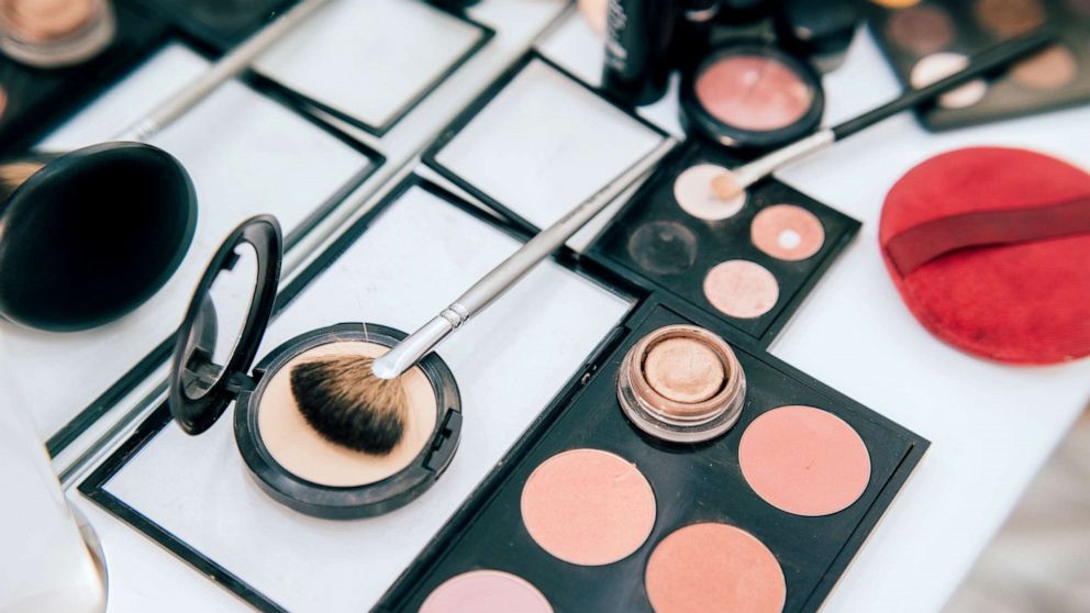 PHOTO: Makeup and brushes are seen in this stock photo.