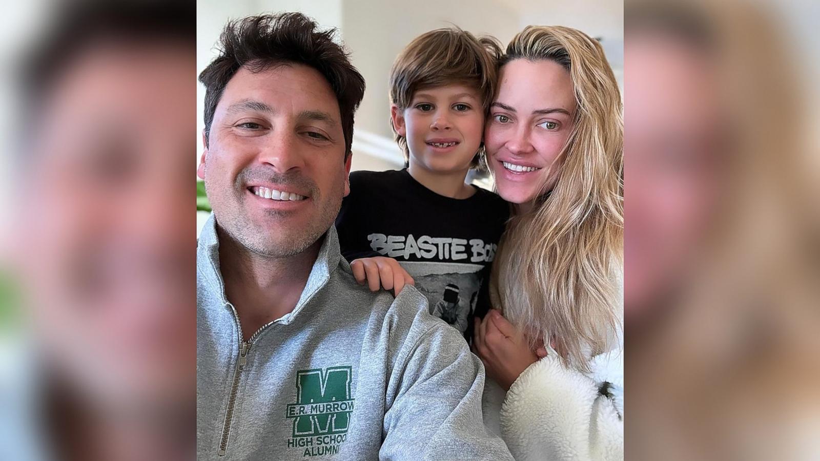 PHOTO: Maksim Chmerkovskiy and Peta Murgatroyd pose with son Shai in a photo shared to Chmerkovskiy's Instagram on Jan. 4, 2024.