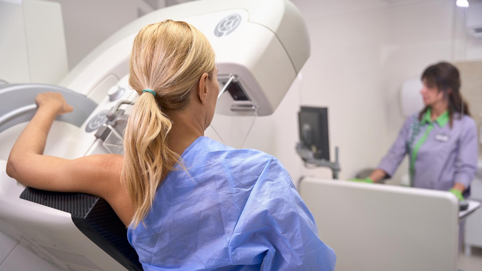 PHOTO: Stock photo of a woman undergoing a 3D mammogram.