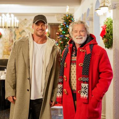 PHOTO: From Amazon MGM Studios, The Man with the Bag is a holiday family comedy starring Arnold Schwarzenegger and Alan Ritchson.