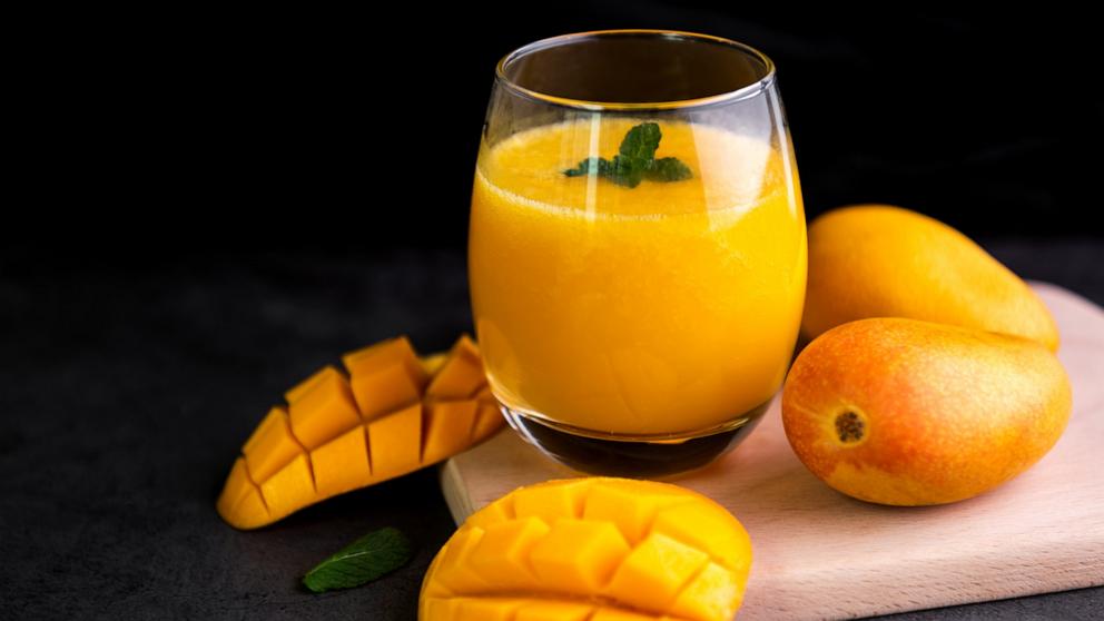 PHOTO: Fresh tropical mango fruit smoothie.