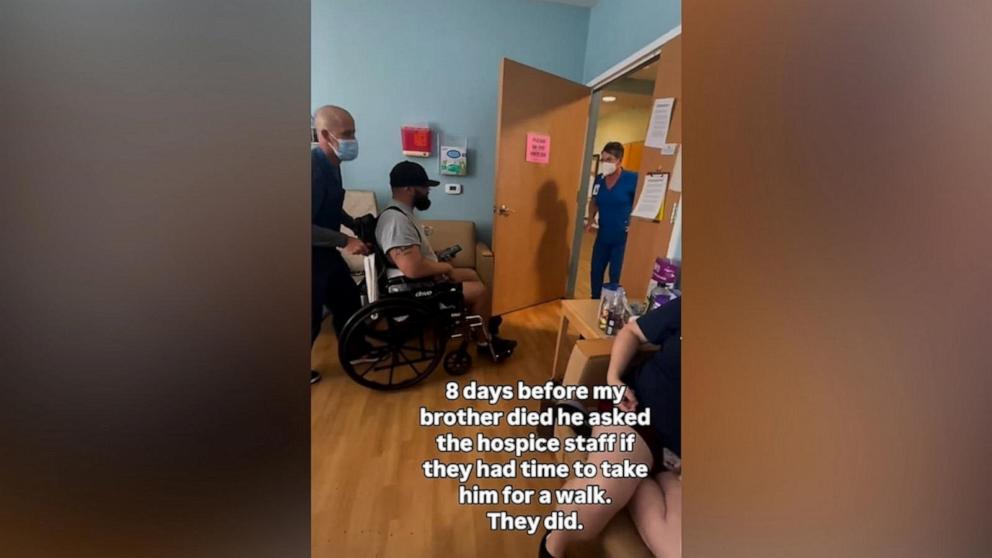 PHOTO: Marcella Brown shared a video on TikTok of her brother going for a walk with his hospice nurses.