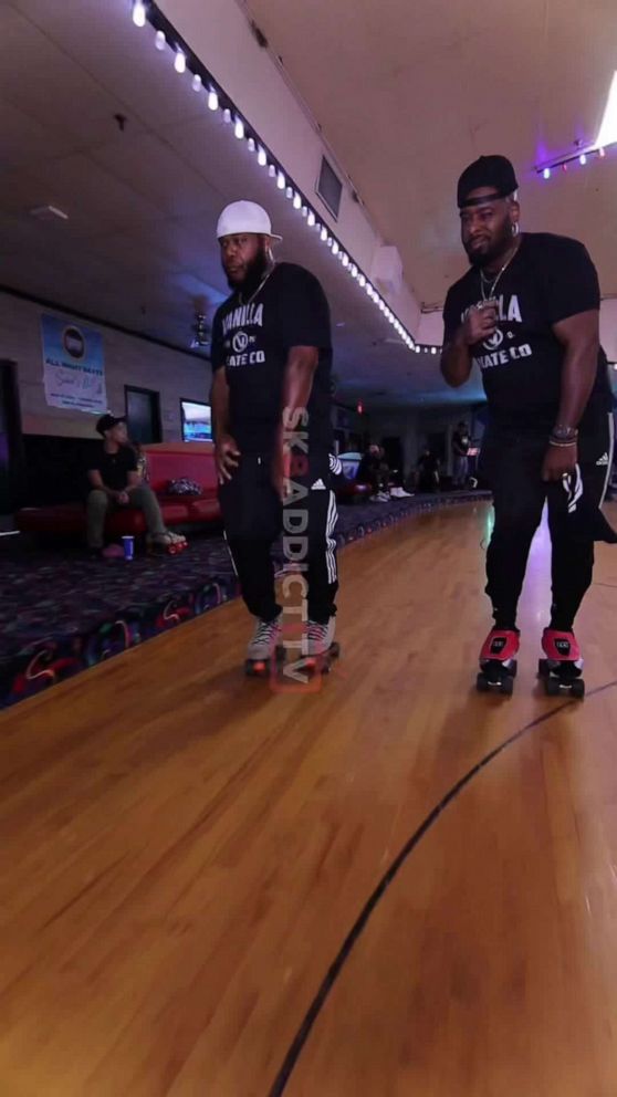 PHOTO: PHOTO: Brothers Marcus and Michael Griffin roller skate to a variety of songs in an image taken from Tiktok's @griffinbrothersskating.