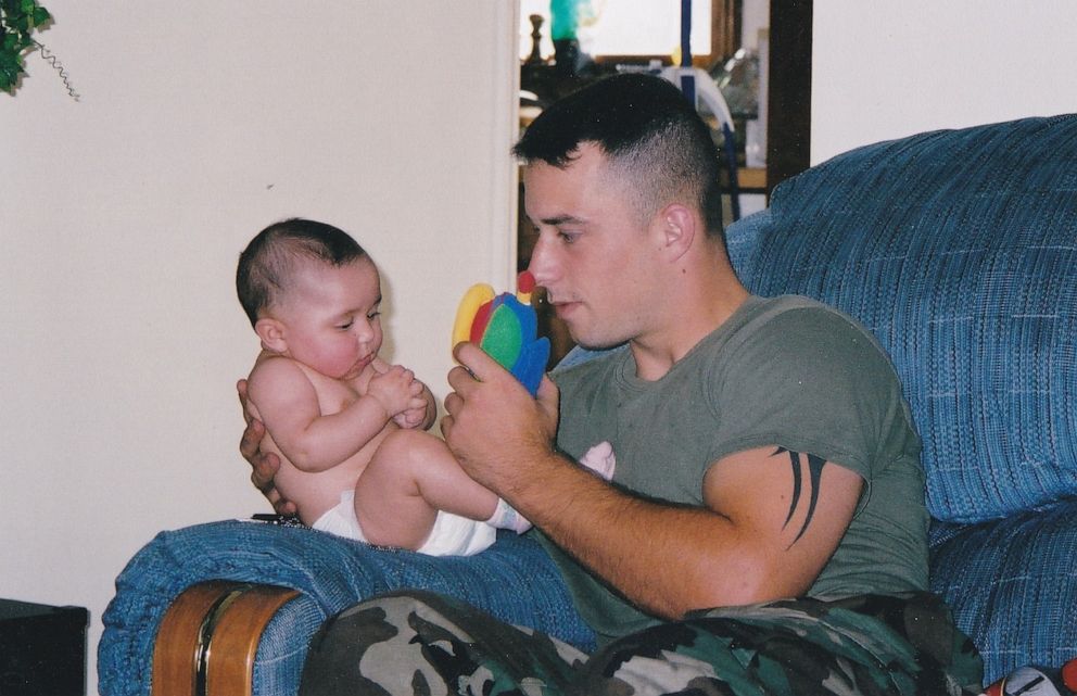 PHOTO: Charlie Winter with his newborn daughter Paige Winter. 