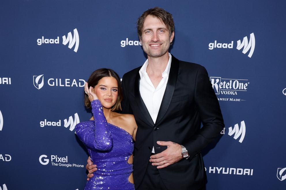 PHOTO: Maren Morris and Ryan Hurd attend the 2023 GLAAD Media Awards at New York Hilton Midtown, May 13, 2023, in New York.