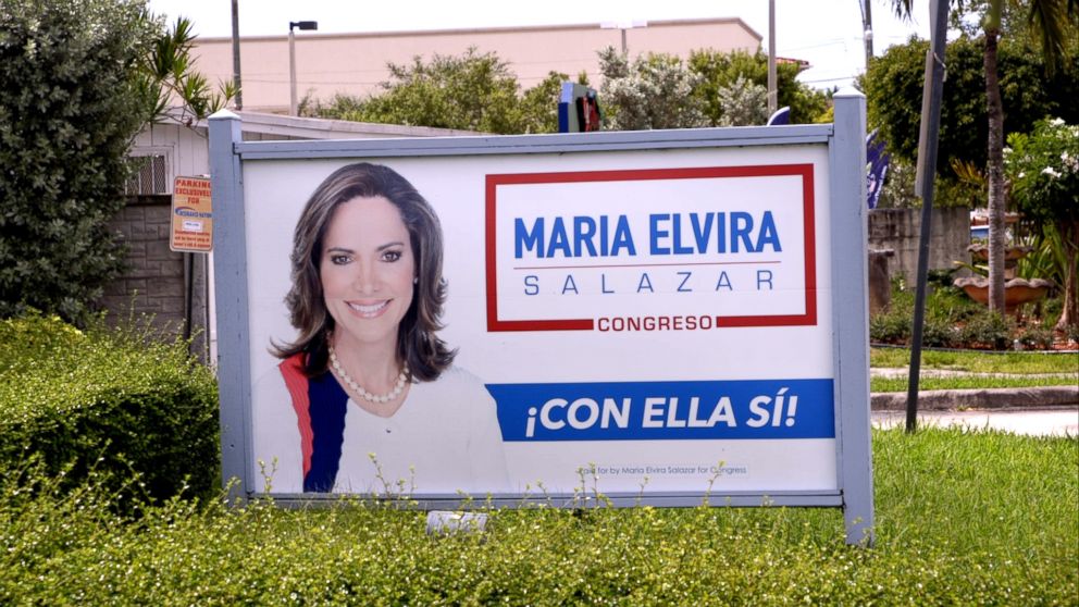 PHOTO: A yard sign of Republican congressional candidate Maria Elvira Salazar.