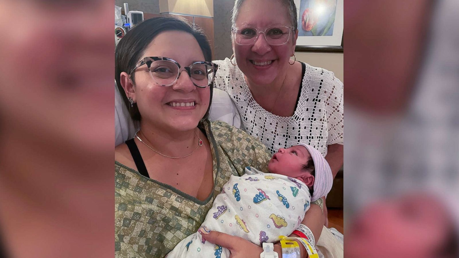 PHOTO: Maria Garza of Leander, Texas holds her newborn son, Jason, with her mother, Gloria Villamil, at her side in an undated family photo.