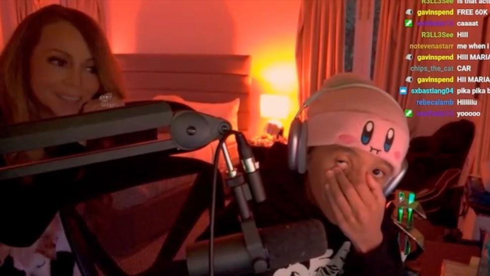 PHOTO: Moroccan Cannon appears on his Twitch stream with mother Mariah Carey.