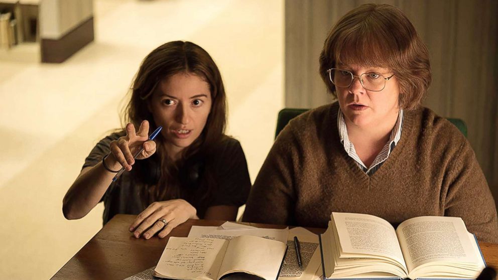 Melissa McCarthy and Marielle Heller are pictured on the set of "Can You Ever Forgive Me?"