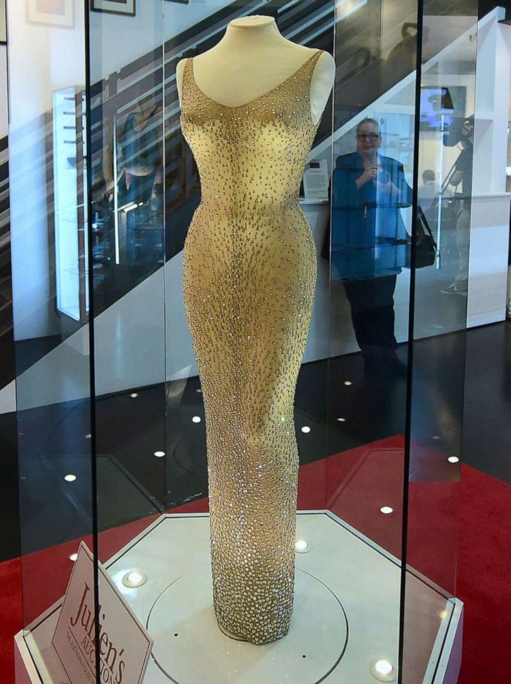PHOTO: The dress worn by Marilyn Monroe when she sang "Happy Birthday Mr. President" to President John F. Kennedy in May 1962 is on display in a glass enclosure at Julien's Auction House in Los Angeles, Calif. on Nov. 17, 2016, ahead of the auction.