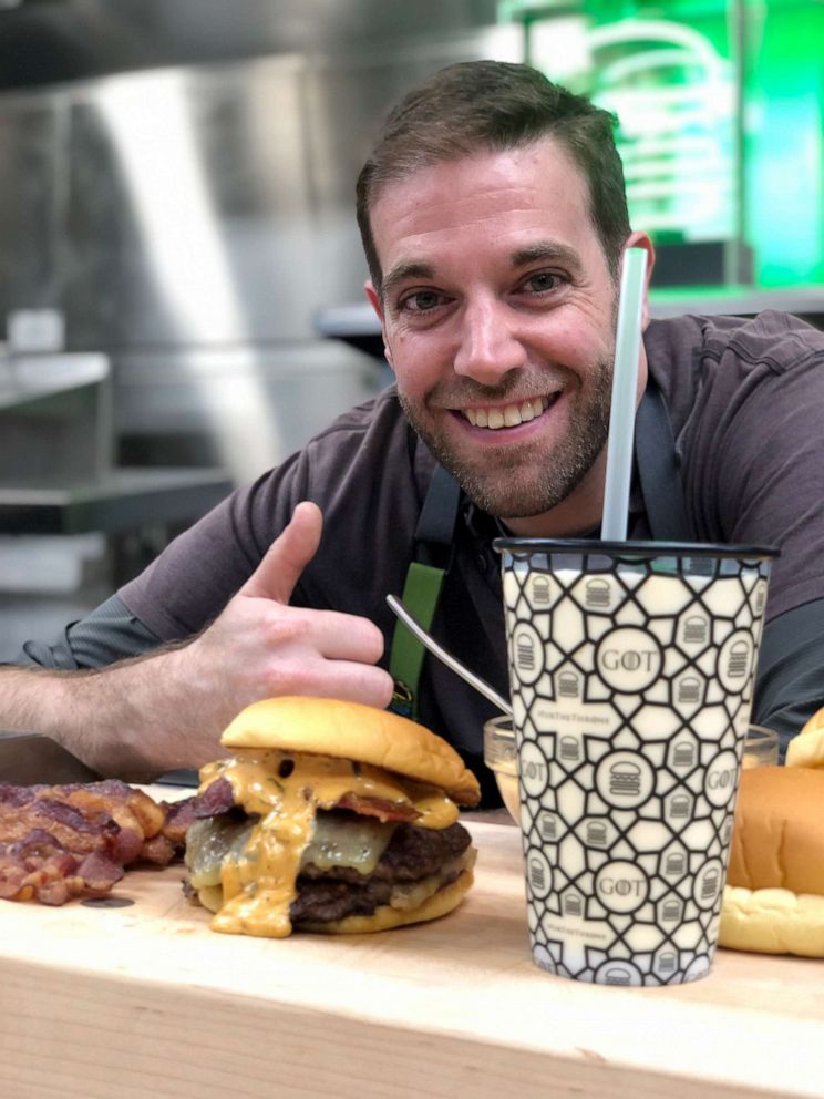PHOTO: Shake Shack culinary director Mark Rosati with the burger and shake inspired by "Game of Thrones."